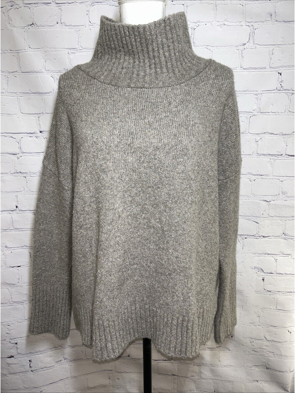 Rachel Zoe Womens Medium Wool Blend Turtleneck Sweater Taupe Brown Gray Alpaca